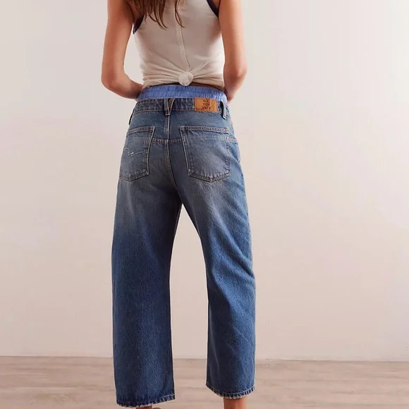 We The Free People Deep Trance Dropped Wide Leg Boyfriend Jeans - Picture 3 of 7